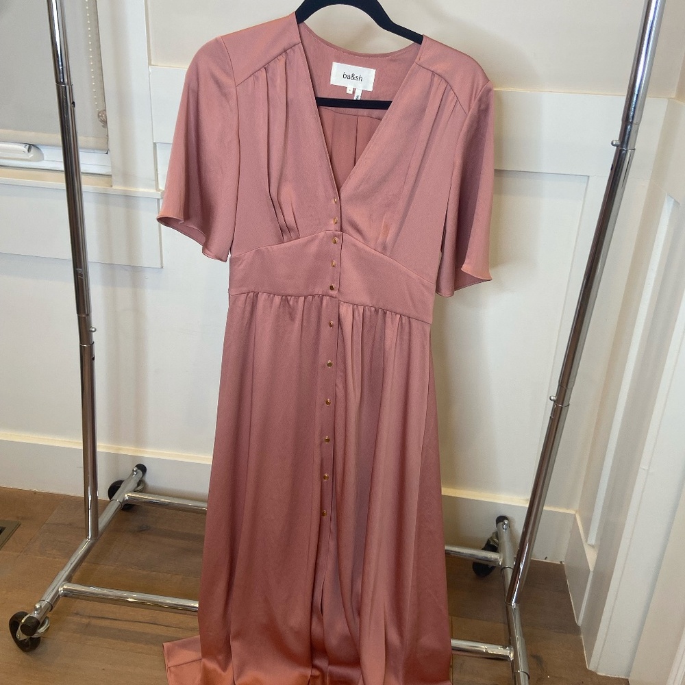BA&SH Pamela Pink Flowing Shirt Dress size Small